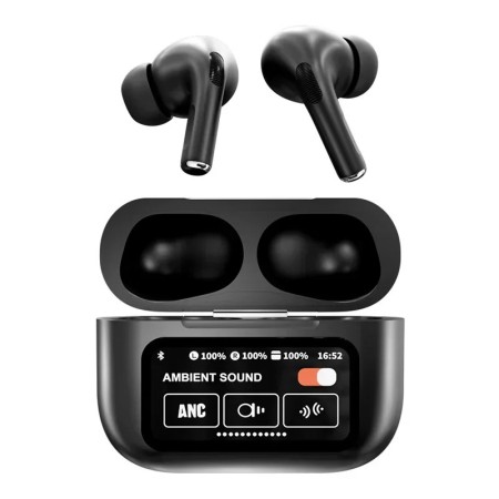 Black A9 Pro Wireless Bluetooth Headphones Original Earphone ANC Noise Reduction Headset LED Touch Screen Earbuds